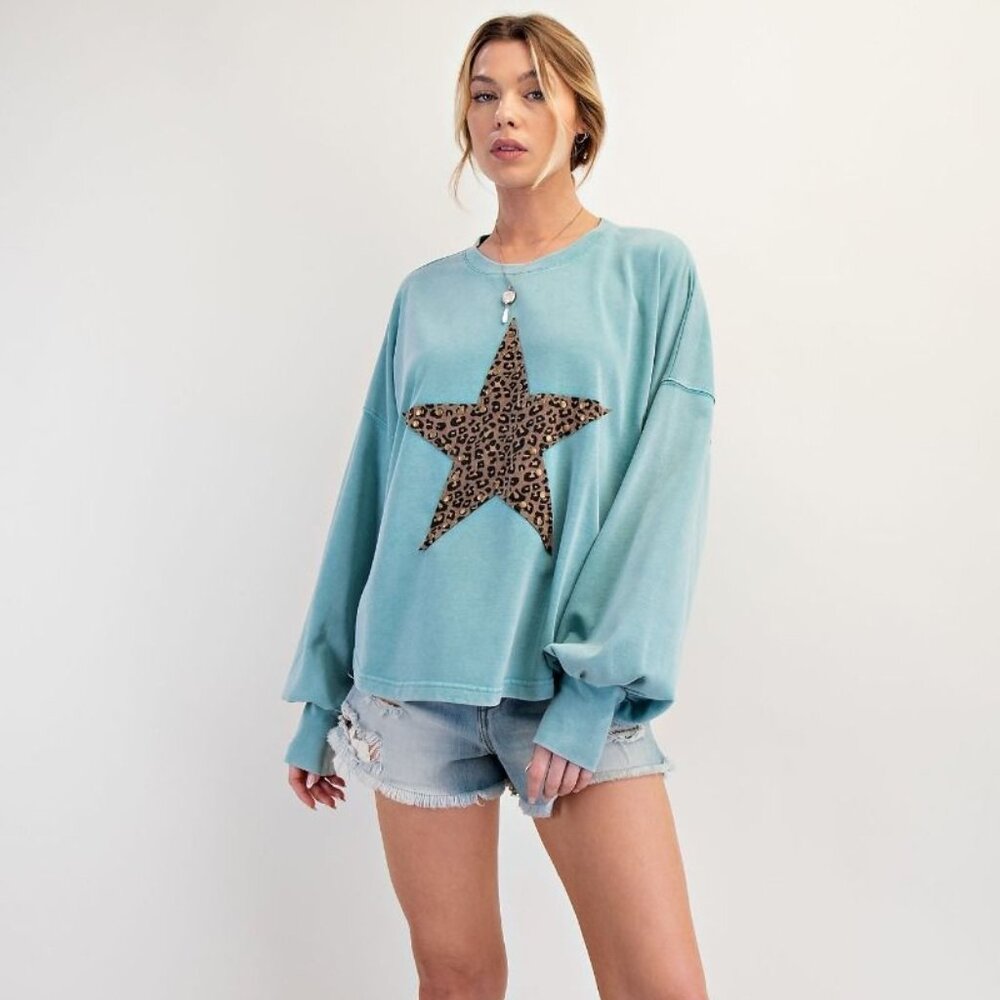 Easel Oversized Leopard Print Star Patch With Stu… - image 2